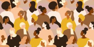 desenho de mulheres de diversas idades e etnias para ilustrar o tema diversidade